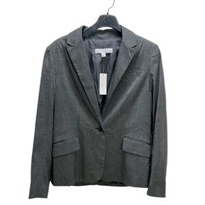 New York & Co. Stretch Gray One Button Blazer Size 10 Career Office Business